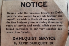 Dahlquist Service Sign, c. 1953
