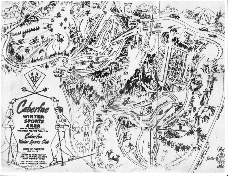 Caberfae Ski Area Trail Map, 1951